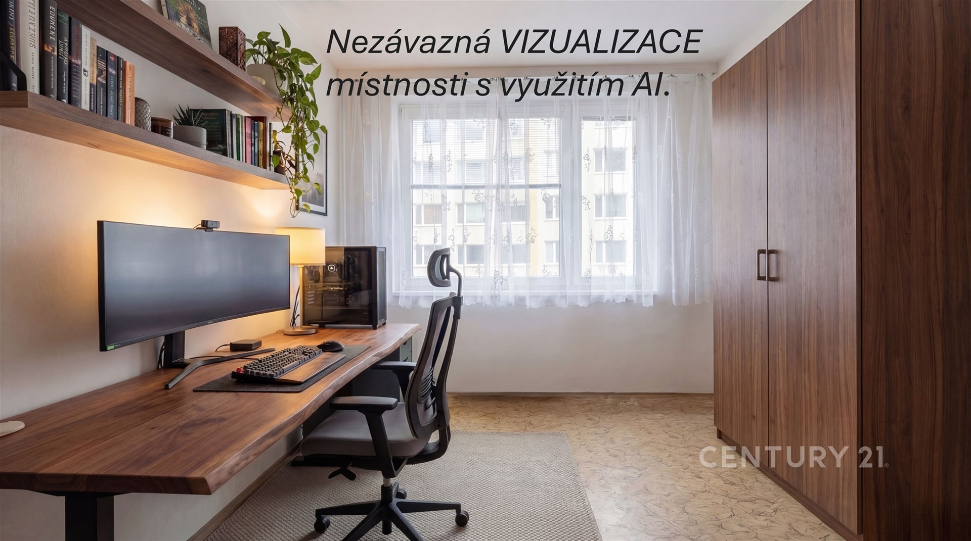 Pokoj - využití jako pracovna (vizualizace).