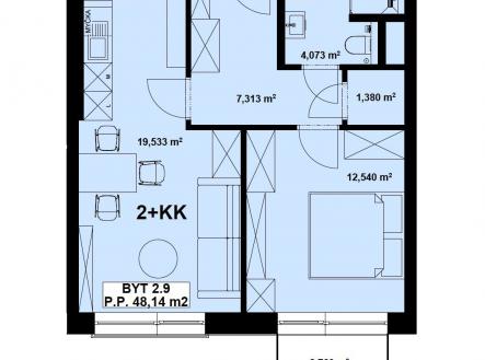 Prodej bytu, 2+kk, 48 m²