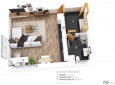 Pronájem bytu, 1+kk, 41 m²