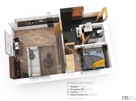 Pronájem bytu, 2+kk, 47 m²