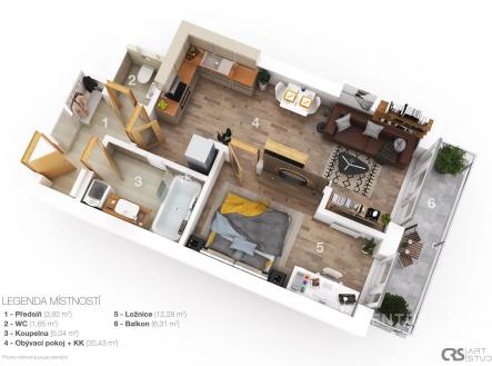 Prodej bytu, 2+kk, 47 m²