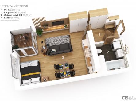 Pronájem bytu, 1+kk, 38 m²