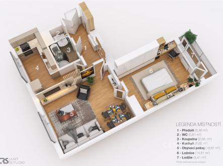 Pronájem bytu, 2+1, 51 m²