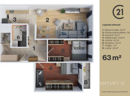 Prodej bytu, 3+kk, 63 m²