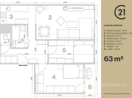 Prodej bytu, 3+kk, 63 m²