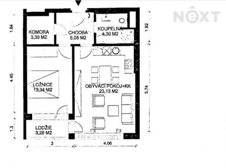 Pronájem bytu, 2+kk, 53 m²