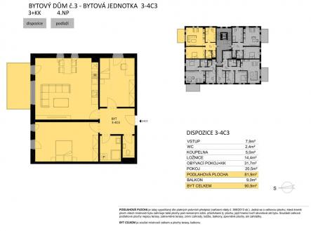 Prodej bytu, 3+kk, 91 m²