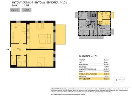 Prodej bytu, 3+kk, 91 m²