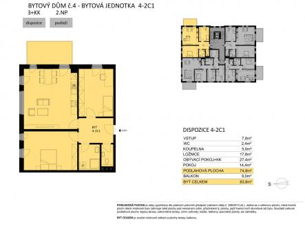 Prodej bytu, 3+kk, 84 m²