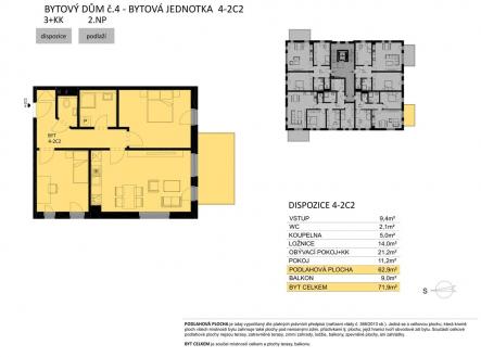 Prodej bytu, 3+kk, 72 m²