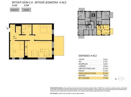 Prodej bytu, 3+kk, 72 m²