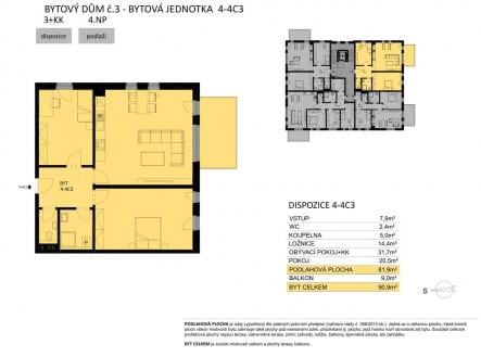 Prodej bytu, 3+kk, 91 m²