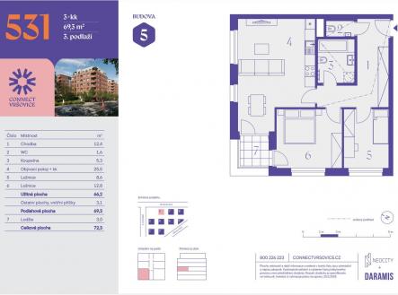 Prodej bytu, 3+kk, 69 m²