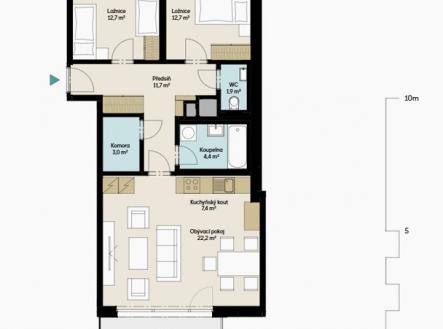 Prodej bytu, 3+kk, 76 m²