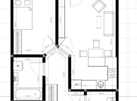 Pronájem bytu, 2+kk, 58 m²