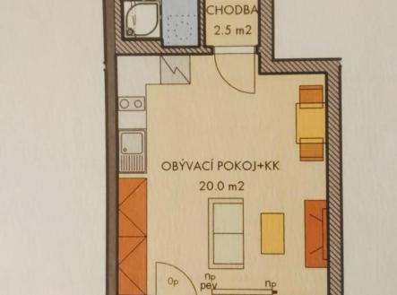 Pronájem bytu, 1+kk, 27 m²