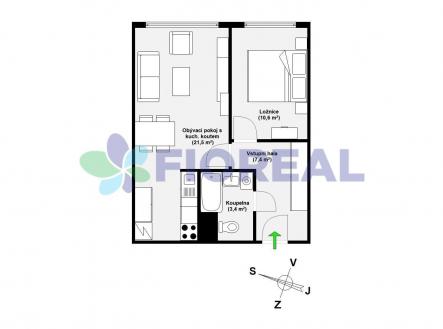 Pronájem bytu, 2+kk, 43 m²