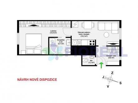 Prodej bytu, 2+kk, 36 m²