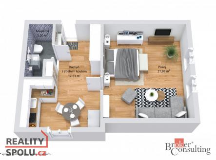 Prodej bytu, 2+kk, 44 m²