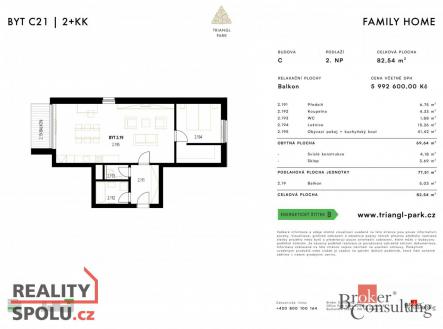 Prodej bytu, 2+kk, 77,47 m²