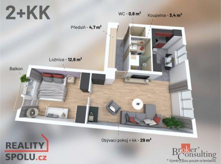 Prodej bytu, 2+kk, 59 m²