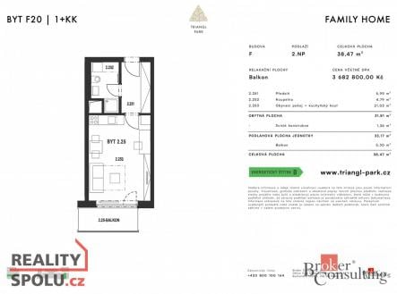 Prodej bytu, 1+kk, 38,47 m²