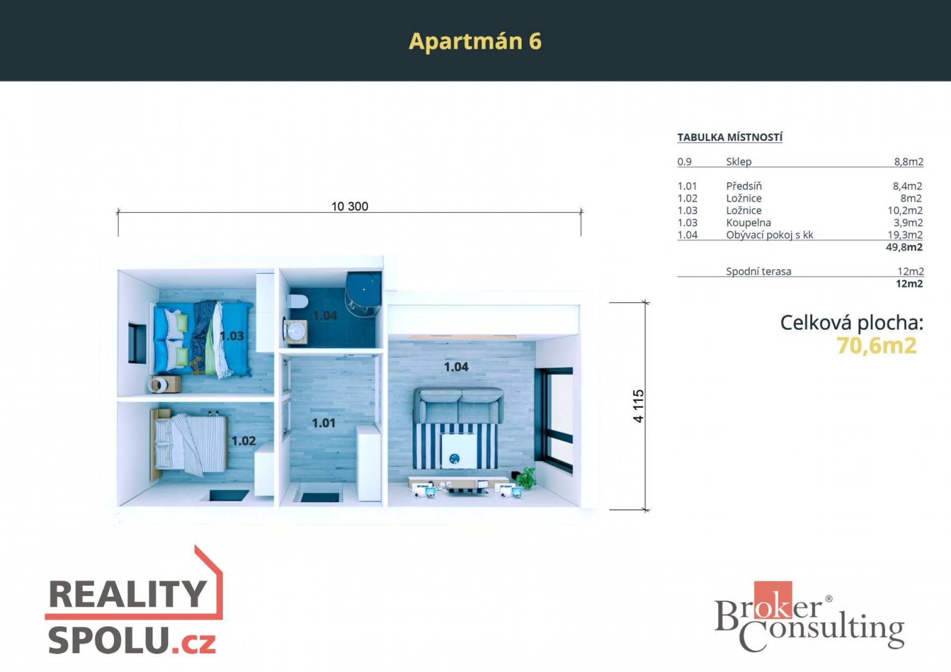 Prodej, byty/3+kk, 58.6 m2, Slapy, Praha-západ [ID 62755]