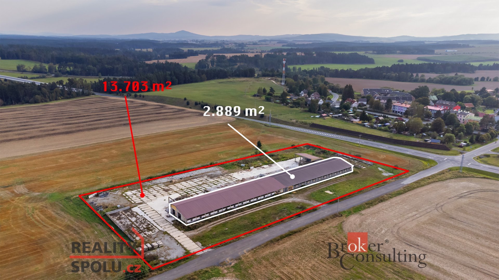 Prodej areálu 13703 m2 v obci Kočov v blízkosti sjezdu z dálnice D5