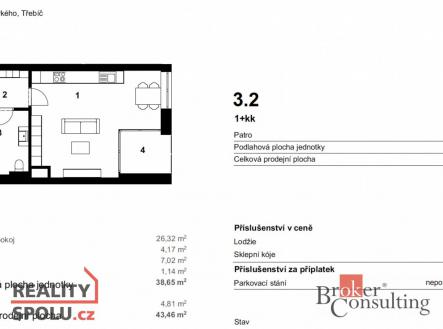 Pronájem bytu, 1+kk, 37,5 m²