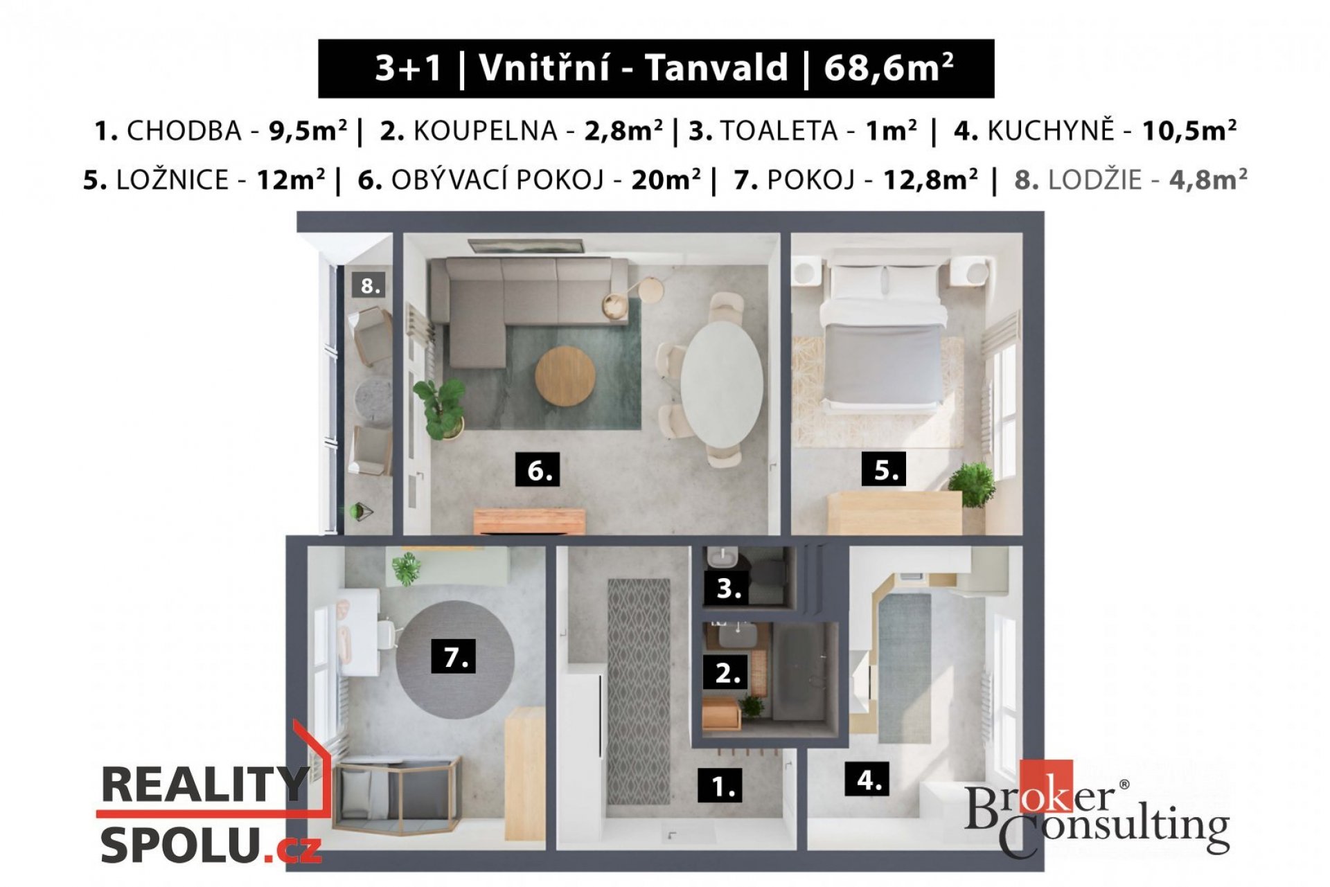 Prodej, byty/3+1, 73 m2, Vnitřní 572, 46841 Tanvald, Jablonec nad Nisou [ID 64012]