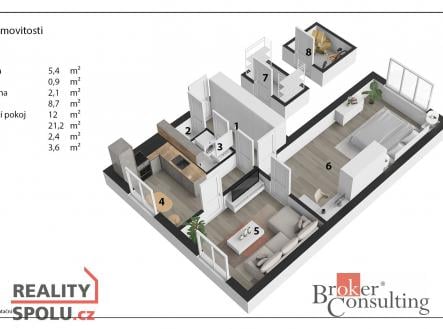 Prodej bytu, 2+1, 62 m²