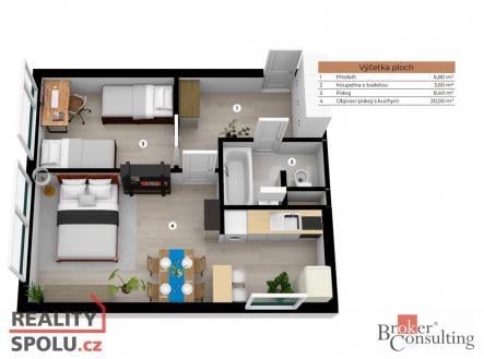 Prodej bytu, 2+kk, 44 m²