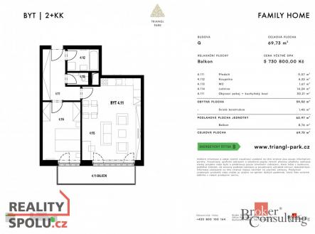 Prodej bytu, 2+kk, 59,52 m²