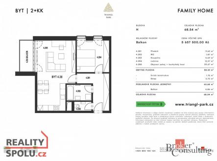 Prodej bytu, 2+kk, 58,23 m²