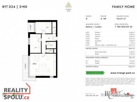 Prodej bytu, 3+kk, 95,1 m²