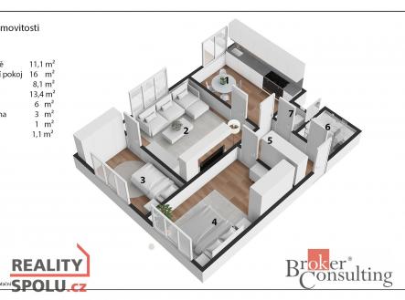 Prodej bytu, 3+1, 60 m²