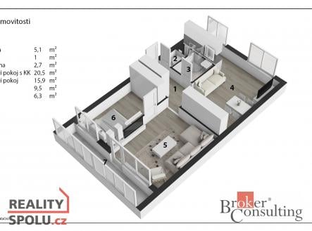 Prodej bytu, 3+kk, 63 m²