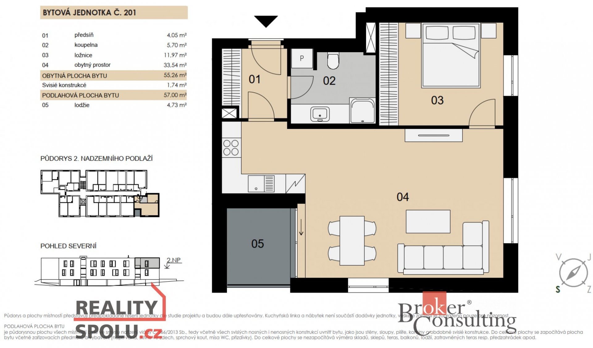 Prodej, byty/2+kk, 55.26 m2, Medkova, Chodov, 14900 Praha 4 [ID 65487]