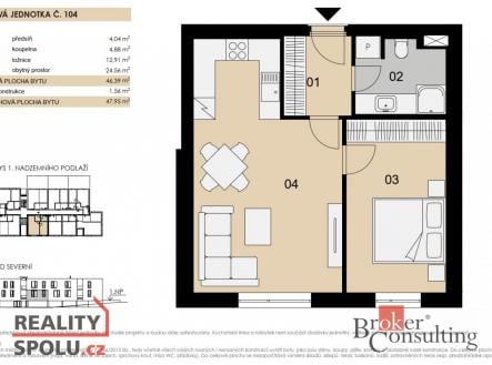 Prodej bytu, 2+kk, 47,95 m²