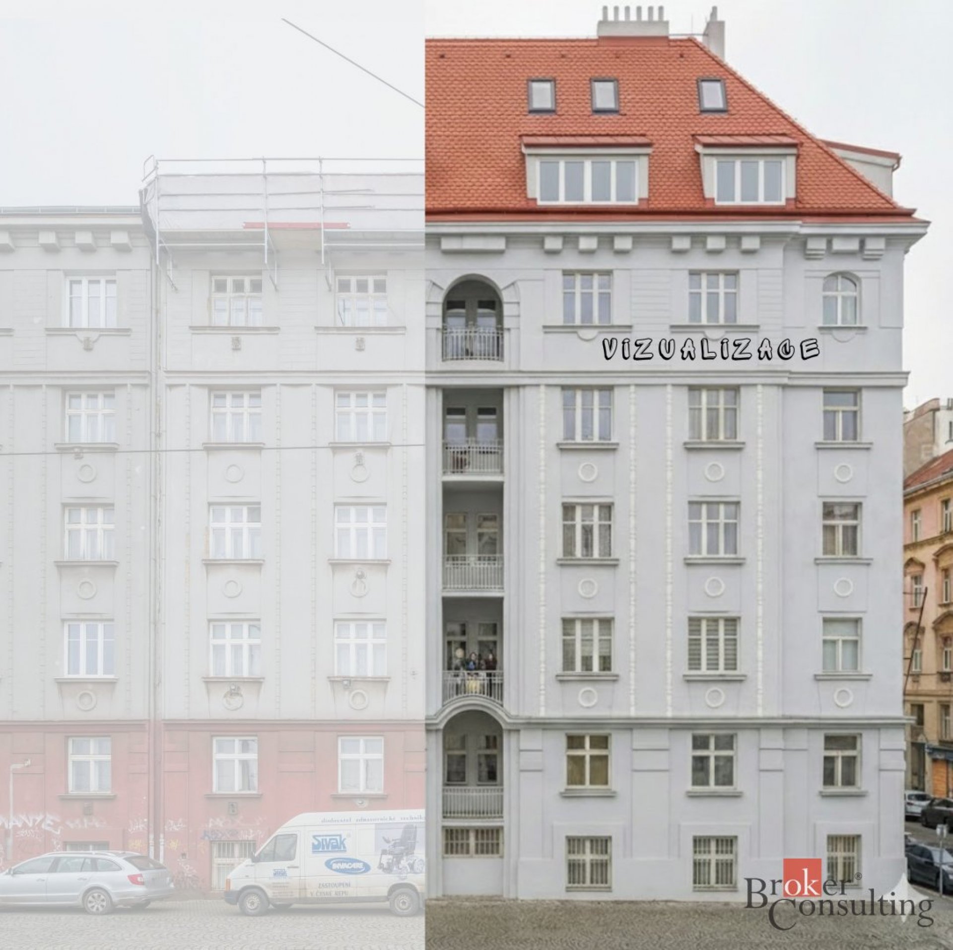 Půdní byt 2+kk Metro Palmovka