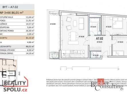 Prodej bytu, 3+kk, 86,01 m²