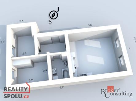 Prodej bytu, 3+kk, 62 m²