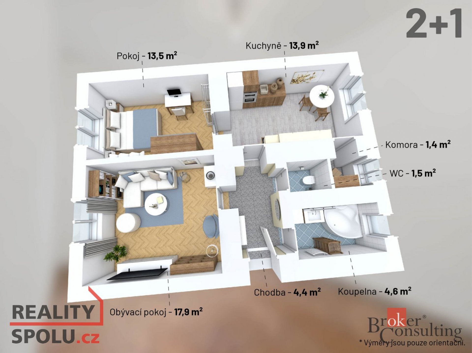 Prostorný byt 2+1 63m2 v cihlovém domě v Kralupech nad Vltavou