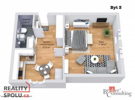 Pronájem bytu, 1+1, 44 m²