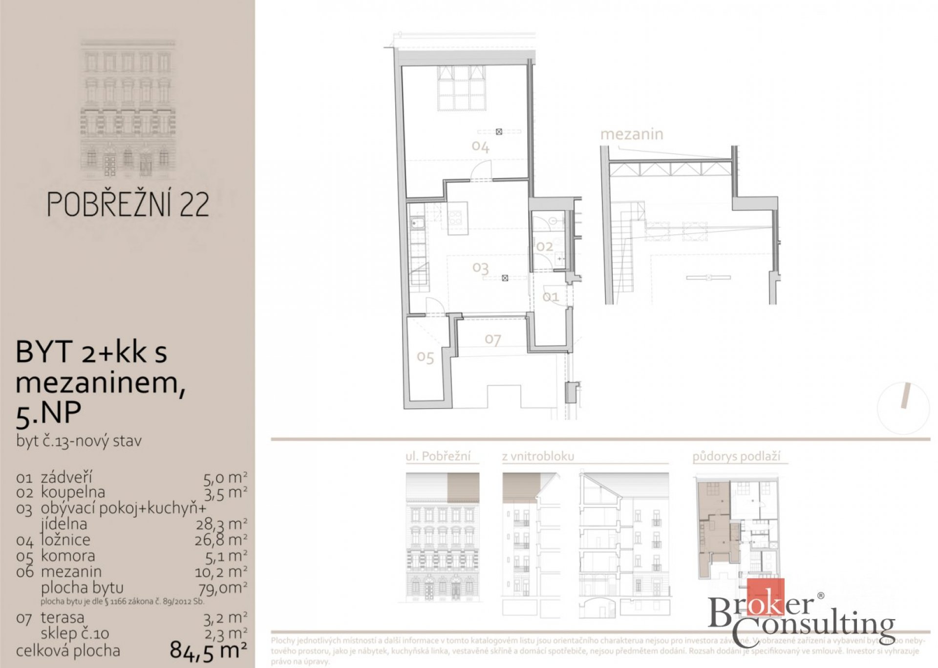 Prodej, byty/3+kk, 79.3 m2, Pobřežní 285/22, Karlín, 18600 Praha 8 [ID 73869]