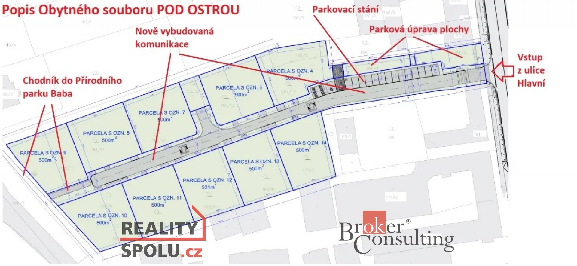 Stavební pozemky Česká u Brna. 500 m2