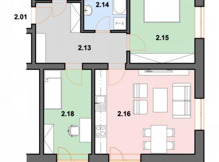 Prodej bytu, 3+kk, 70,4 m²