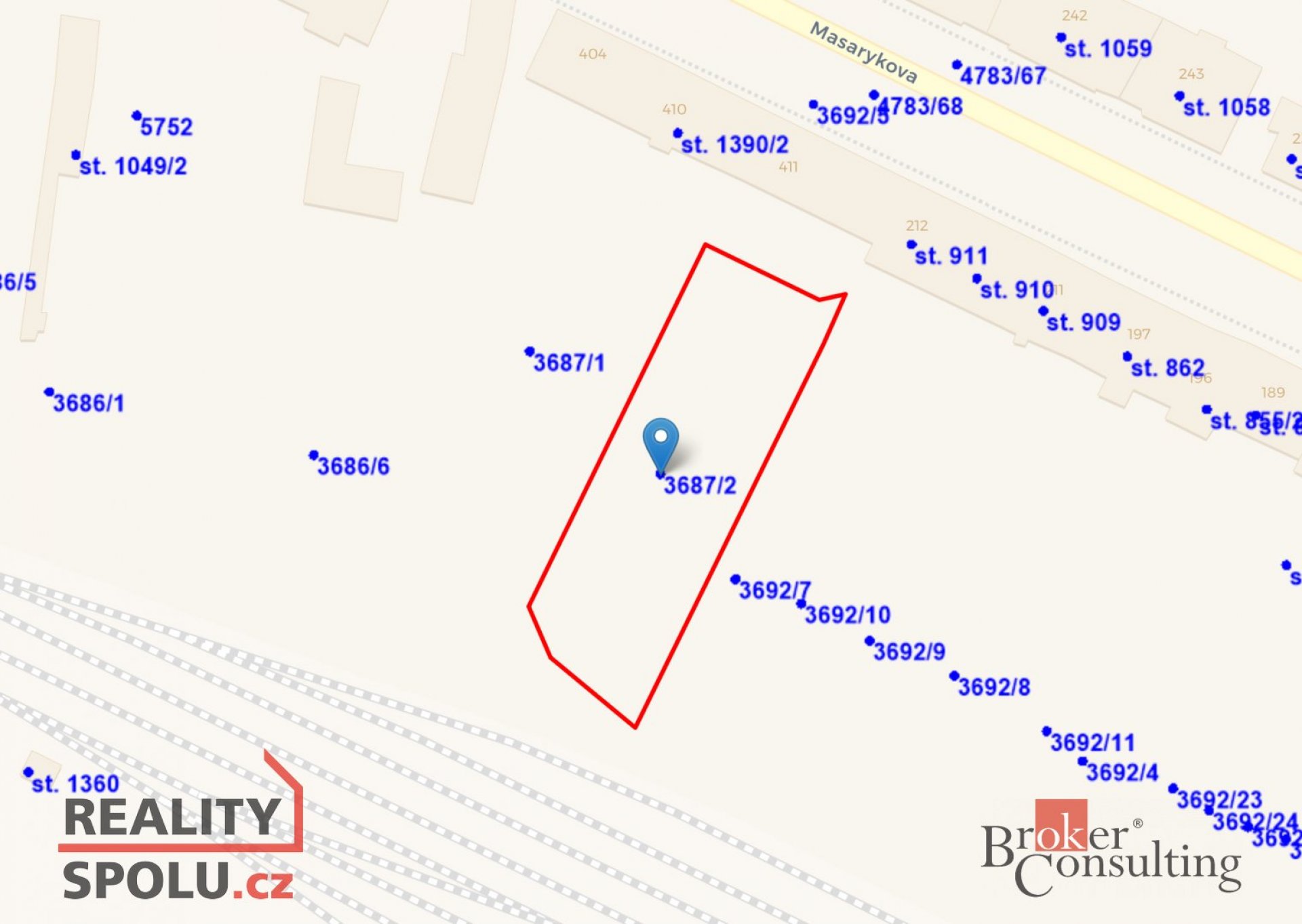 Prodej, pozemky/zahrada, 1178 m2, Masarykova, Město, Domažlice, Domažlice [ID 78070]