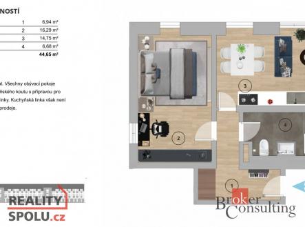 Prodej bytu, 2+kk, 45 m²