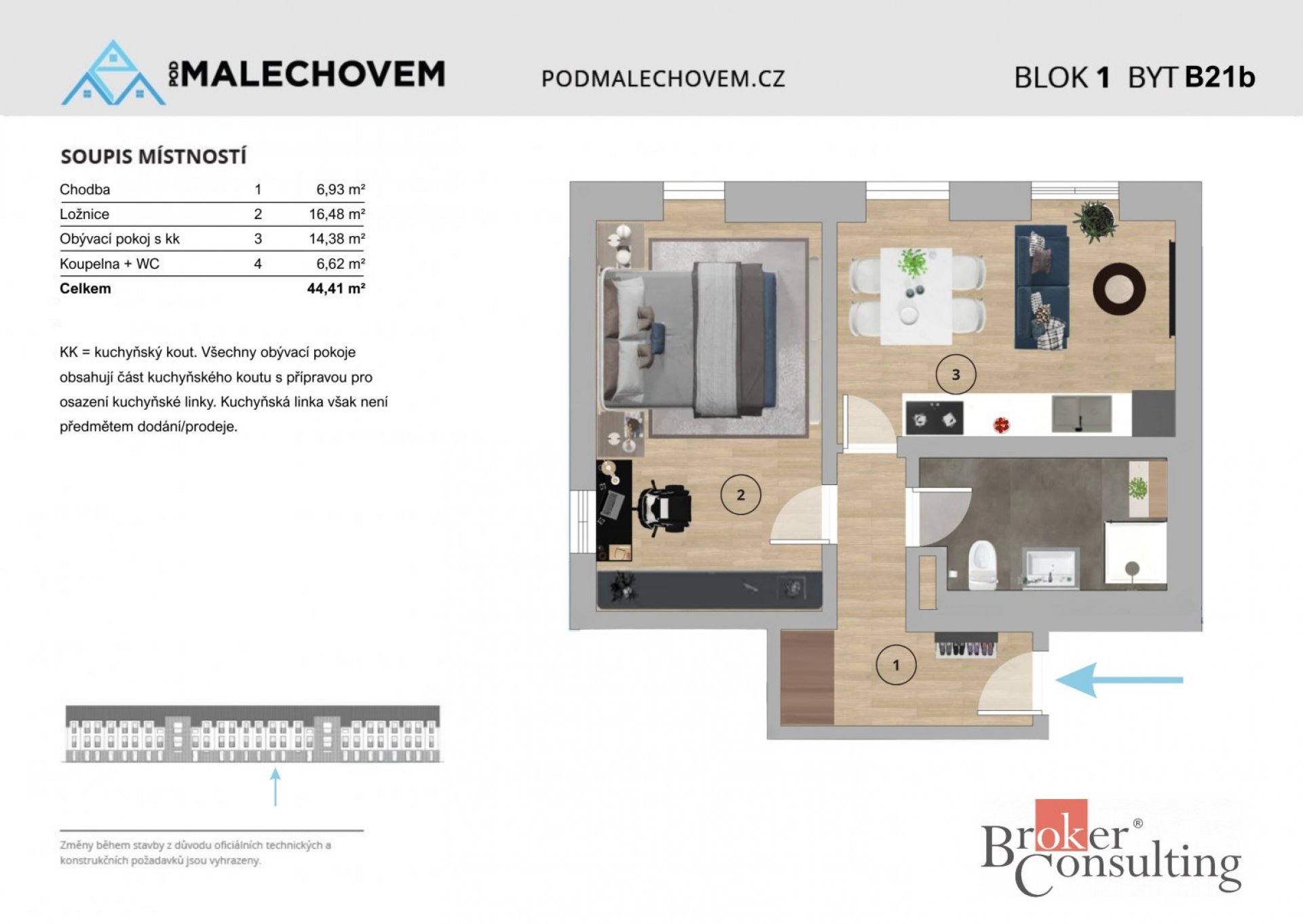 Prodej bytu 2+kk  v nové rezidenci Pod Malechovem – Český Brod
